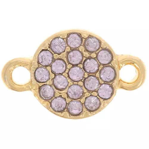 Entrepieza redonda 7 mm con strass - Dorado - Lilac x1