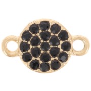 Entrepieza redonda de 7 mm con strass - Dorado - Negro x1|raw }}