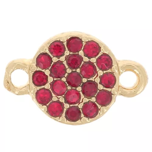 Entrepieza redonda de 7 mm con strass - Dorado - Rojo x1
