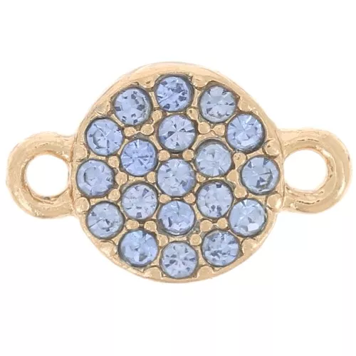 Entrepieza redonda de 7 mm con strass - Dorado - Azul claro x1