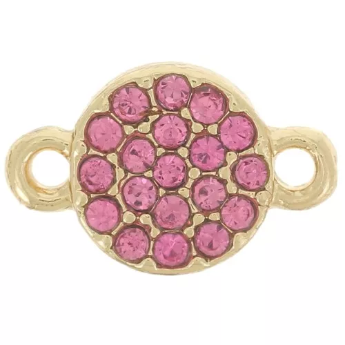 Entrepieza de strass redondo 7 mm - Dorado - Rosa x1