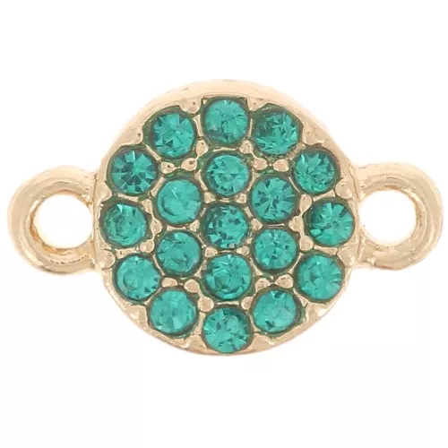 Entrepieza redonda de 7 mm con strass - Dorado - Azul petróleo x1