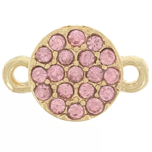 Entrepieza de strass redondo 7 mm - Dorado - Rosa claro x1