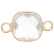 Entrepieza cuadrada 15x9 mm en cristal facetado - Dorado - Transparente x1|raw }}