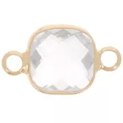 Entrepieza cuadrada 15x9 mm en cristal facetado - Dorado - Transparente x1