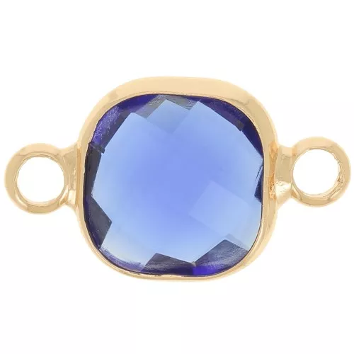 Entrepieza cuadrada 15x9 mm en cristal facetado - Dorado - Azul real x1