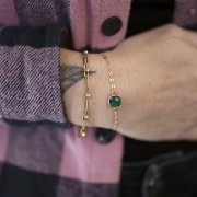 Entrepieza cuadrada 15x9 mm en cristal facetado - Dorado - Negro x1