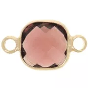 Entrepieza cuadrada 15x9 mm en cristal facetado - Dorado - Burdeos x1