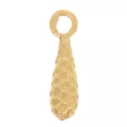 Colgante gota martillada 11x3 mm con anilla abierta - Dorado con oro fino x1