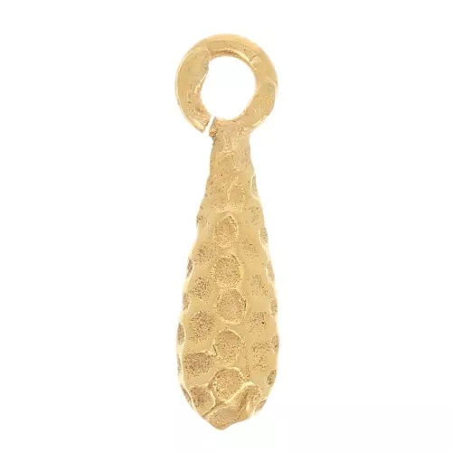 Colgante gota martillada 11x3 mm con anilla abierta - Dorado con oro fino x1