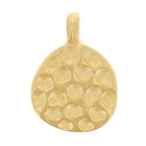 Colgante irregular martillado 10x7,5 mm con anilla abierta - Dorado con oro fino x1