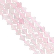 13 mm facetado trébol cuenta de piedra preciosa - Cuarzo Rosa x1