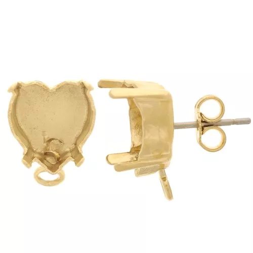Pendientes corazón 11x10 mm - Dorado x2