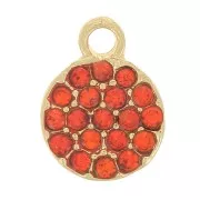 Dije redondo de 7 mm con strass - Dorado - Naranja x1