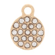 Dije redondo de 7 mm con strass - Dorado - Cristal x1|raw }}