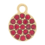 Dije redondo de 7 mm con strass - Dorado - Rojo x1|raw }}