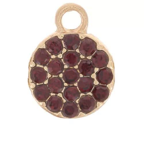 Dije redondo de 7 mm con strass - Dorado - Coñac x1