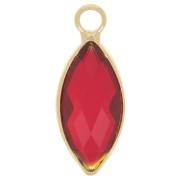 Colgante navette de cristal facetado 19x8 mm - Dorado - Rojo x1|raw }}