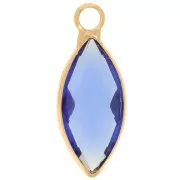 Colgante navette de cristal facetado 19x8 mm - Dorado - Azul x1