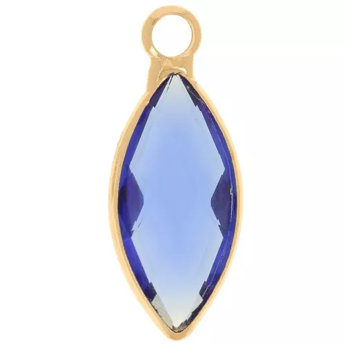 Colgante navette de cristal facetado 19x8 mm - Dorado - Azul x1