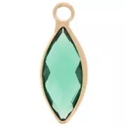Colgante navette de cristal facetado 19x8 mm - Dorado - Esmeralda x1