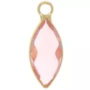 Colgante navette de cristal facetado 19x8 mm - Dorado - Rosa x1