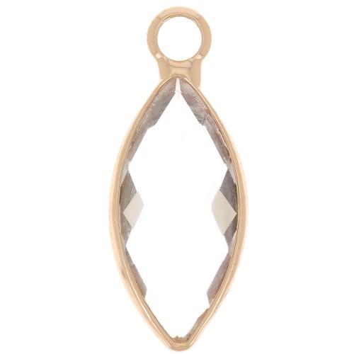 Colgante navette de cristal facetado 19x8 mm - Dorado - Transparente x1