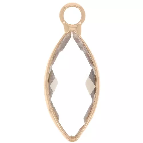 Colgante navette de cristal facetado 19x8 mm - Dorado - Transparente x1