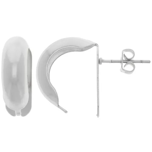 Pendientes de perno curvo - Creoles para doblar 17x6 mm - Rodiado x2