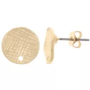 Pendientes de disco ondulado con orificio efecto cresta de 12 mm - Dorado x2