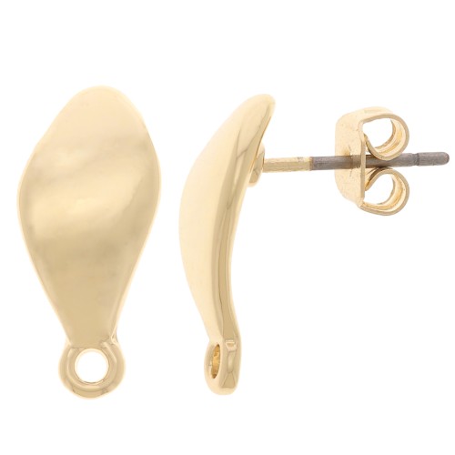 Pendientes gotas irregulares 16x7 mm con anilla cerrada - Dorado x2