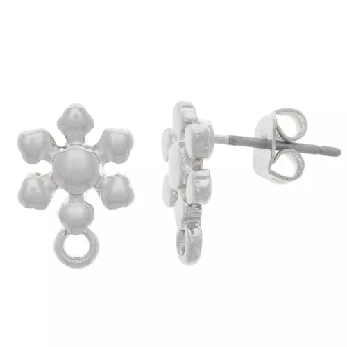 Pendientes flor 9,5 mm con anilla cerrada - Plateado x2