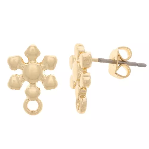 Pendientes flor 9,5 mm con anilla cerrada - Dorado x2