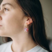 Pendientes flor 17x12 mm con cierre - Dorado vintage x2