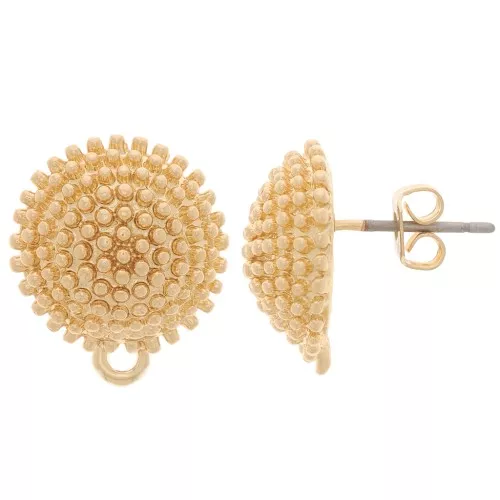 Tachuelas de media bola texturizadas de 14 mm con aro cerrado - Dorado x2