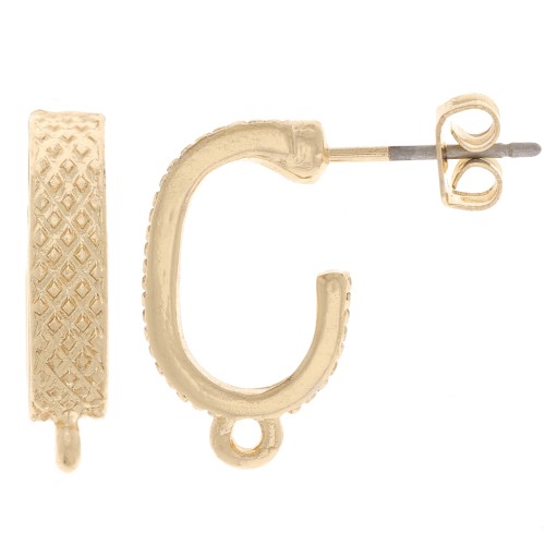 Tachuelas de diseño texturizado 17x4 mm con anilla cerrada - Dorado x2