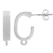 Tachuelas de diseño texturizadas 17x4 mm con aro cerrado - Plateado x2