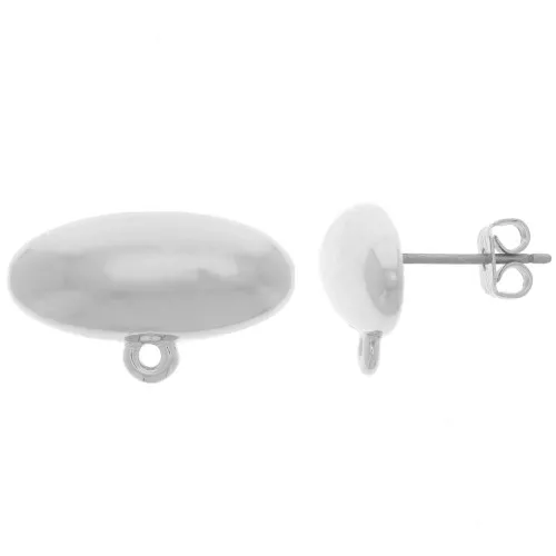 Pendientes ovalados 9x20 mm con anilla cerrada - Plateado x2