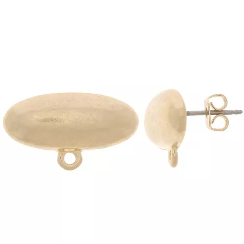 Pendientes ovalados 9x20 mm con cierre - Dorado vintage x2