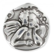 Cuenta pasante para regaliz ángel 24 mm Chapado Plateado envejecido x1