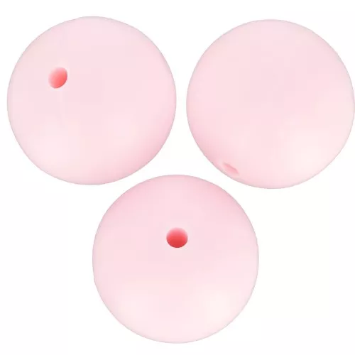 Perlas de silicona redondas de 15 mm para la fijación del chupete - Layette Rosa x3