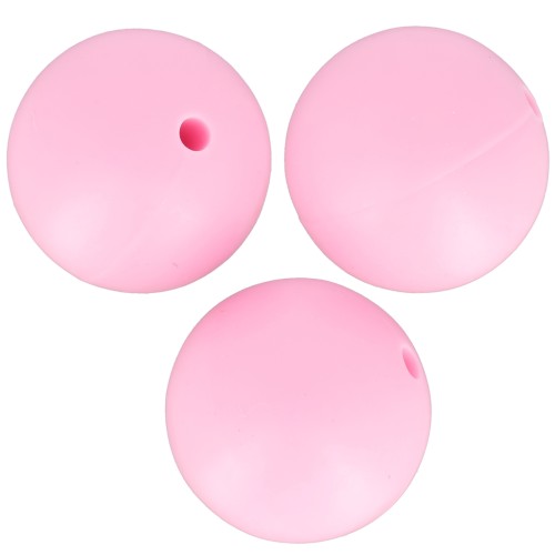 Perlas de silicona redondas de 15 mm para la fijación del chupete - Rosa x3