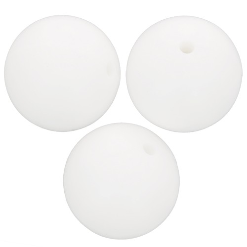 Perlas de silicona redondas de 15 mm para la fijación del chupete - Blanco x3