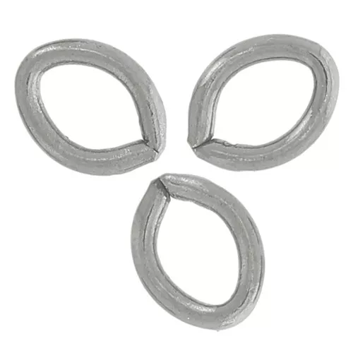 Anillos ovalados abiertos 4x3x0,6 mm - Rodio negro Plata de ley 925 x10