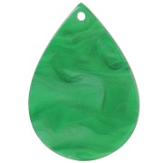 Colgante gota 31x22 mm - Verde jaspeado nacarado x1