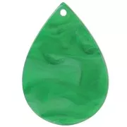 Colgante gota 31x22 mm - Verde jaspeado nacarado x1