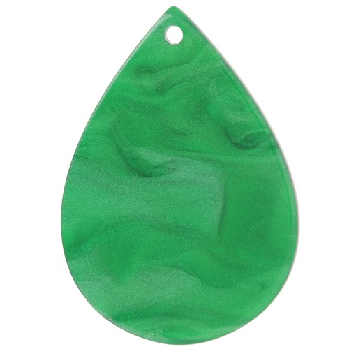 Colgante gota 31x22 mm - Verde jaspeado nacarado x1