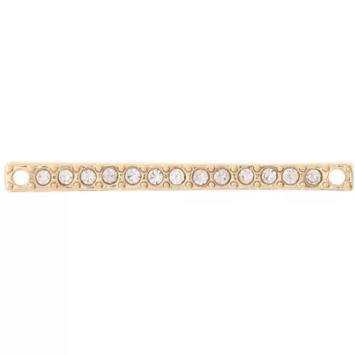 Entrepieza 30x2 mm con strass - Dorado - Cristal x1