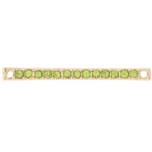 Entrepieza 30x2 mm con strass - Dorado - Verde claro x1