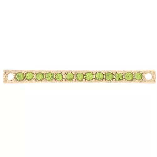 Entrepieza 30x2 mm con strass - Dorado - Verde claro x1